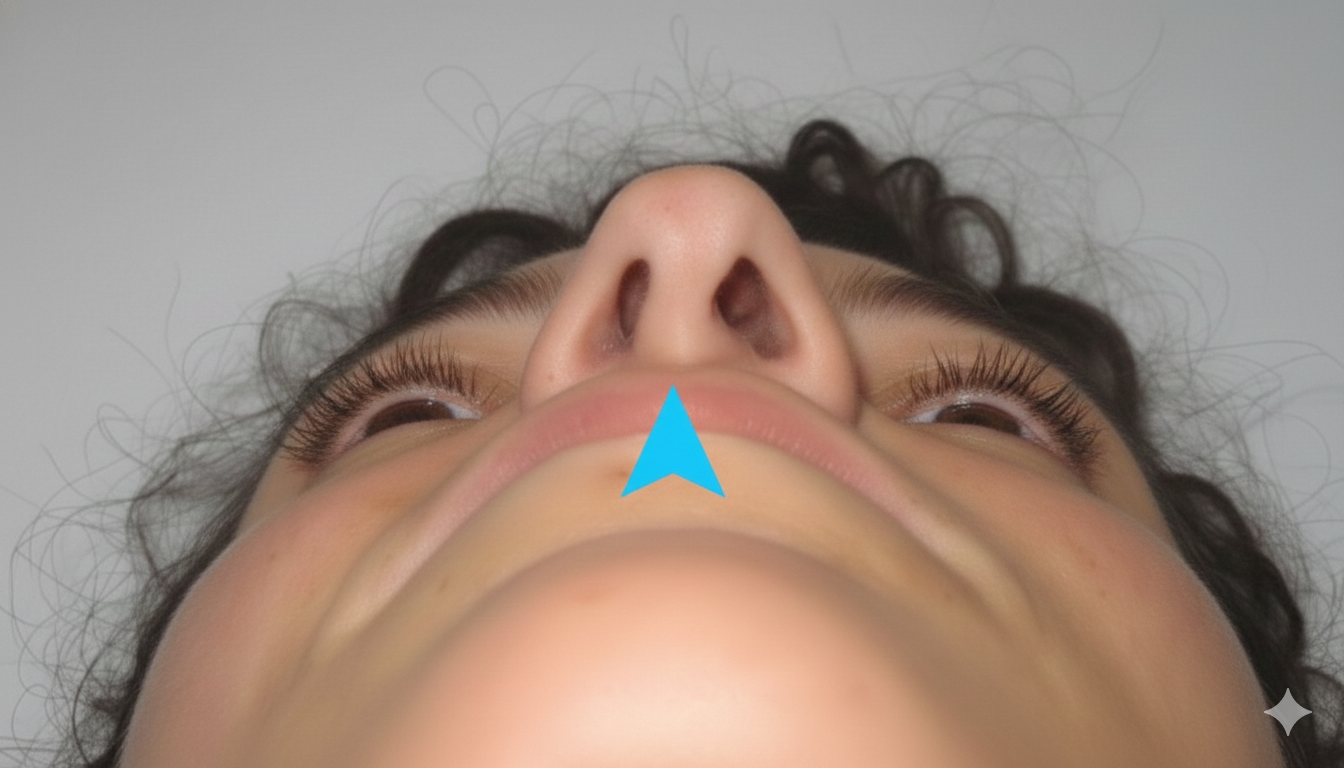 Indication de rhinoplastie : Exemple de nez dévié nécessitant une correction.